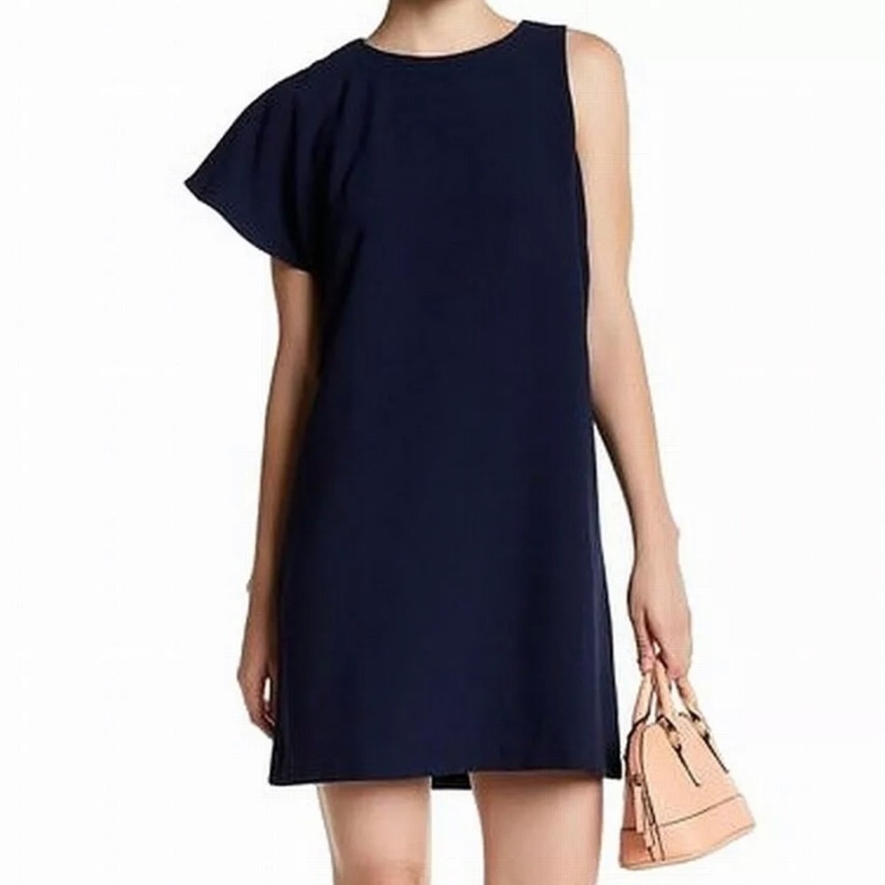 Chelsea28 Navy Blue One Shoulder Dress Large